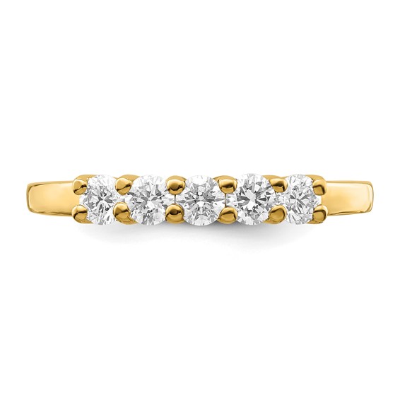 14K Yellow Gold 5-Stone Shared Prong (Holds 5-2.9mm Round) Diamond Band Mounting