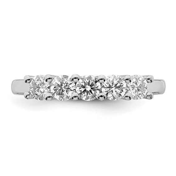 14K White Gold 5-Stone Shared Prong (Holds 5-3.4mm Round) Diamond Band Mounting