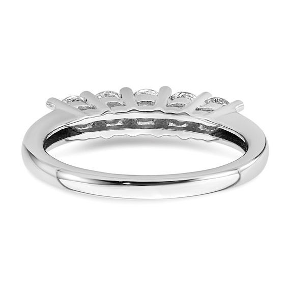 14K White Gold 5-Stone Shared Prong (Holds 5-3.4mm Round) Diamond Band Mounting