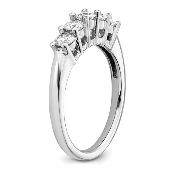 14K White Gold 5-Stone Shared Prong (Holds 5-3.4mm Round) Diamond Band Mounting
