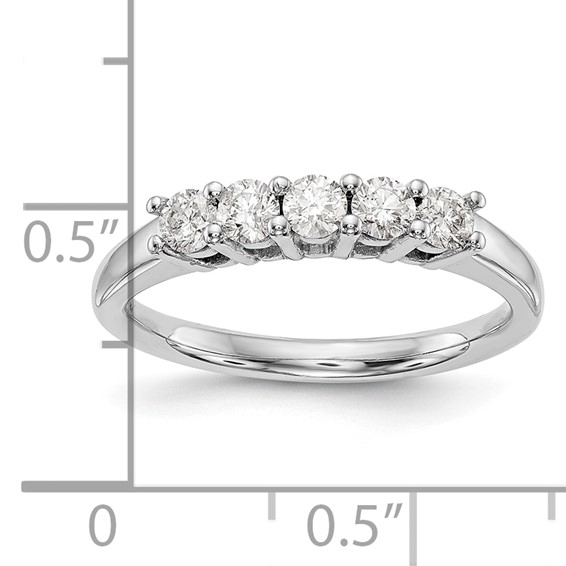 14K White Gold 5-Stone Shared Prong (Holds 5-3.4mm Round) Diamond Band Mounting