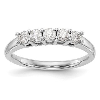14K White Gold 5-Stone Shared Prong (Holds 5-3.4mm Round) Diamond Band Mounting