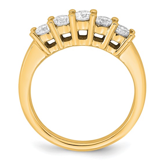 14K Yellow Gold 5-Stone Shared Prong (Holds 5-3.4mm Round) Diamond Band Mounting