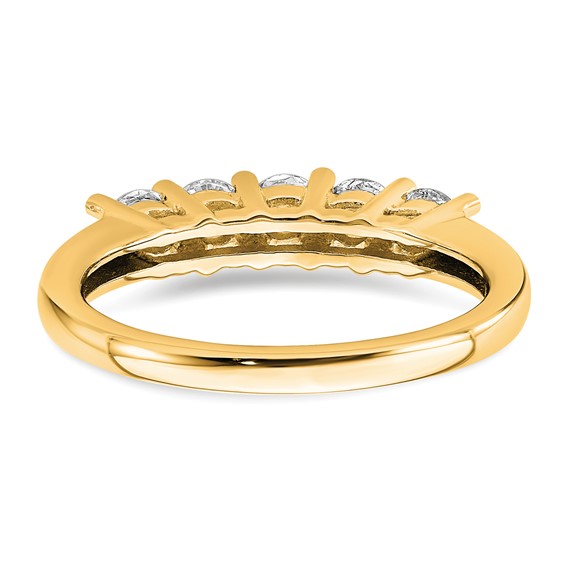 14K Yellow Gold 5-Stone Shared Prong (Holds 5-3.4mm Round) Diamond Band Mounting