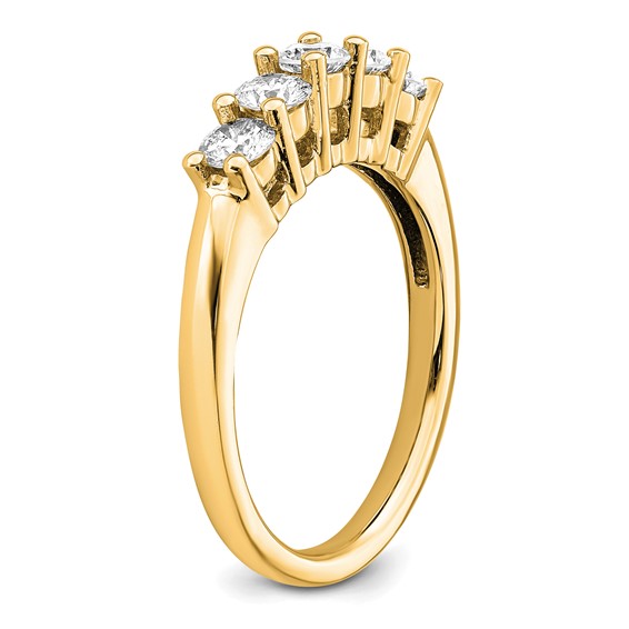 14K Yellow Gold 5-Stone Shared Prong (Holds 5-3.4mm Round) Diamond Band Mounting