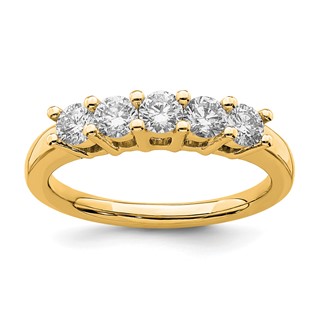 14K Yellow Gold 5-Stone Shared Prong (Holds 5-3.4mm Round) Diamond Band Mounting