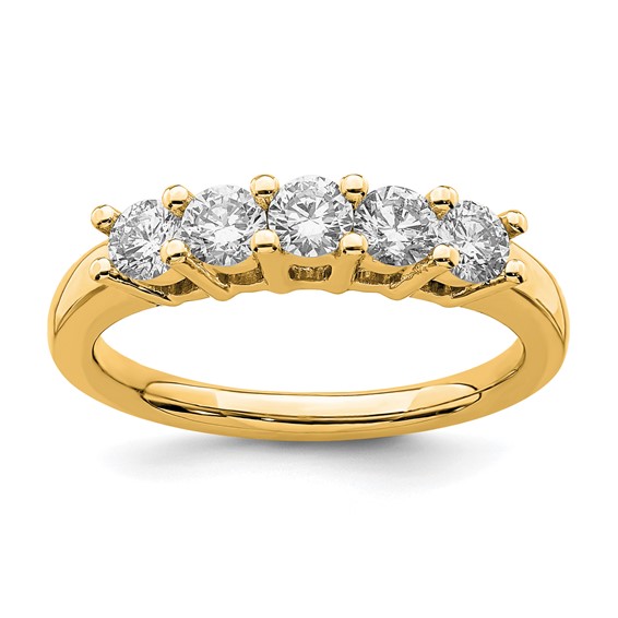 14K Yellow Gold 5-Stone Shared Prong (Holds 5-3.4mm Round) Diamond Band Mounting