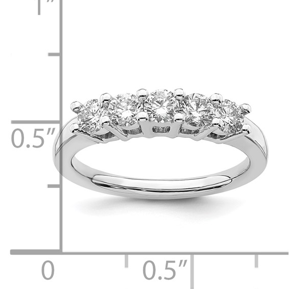 14K White Gold 5-Stone Shared Prong (Holds 5-3.8mm Round) Diamond Band Mounting