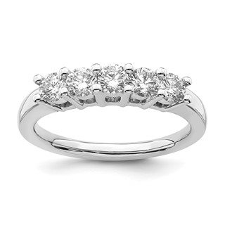 14K White Gold 5-Stone Shared Prong (Holds 5-3.8mm Round) Diamond Band Mounting