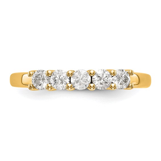 14K Yellow Gold 5-Stone Shared Prong (Holds 5-3.8mm Round) Diamond Band Mounting