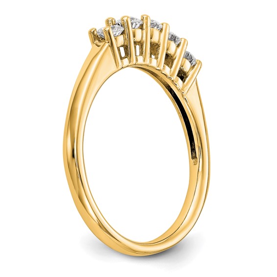 14K Yellow Gold 5-Stone Shared Prong (Holds 5-3.8mm Round) Diamond Band Mounting
