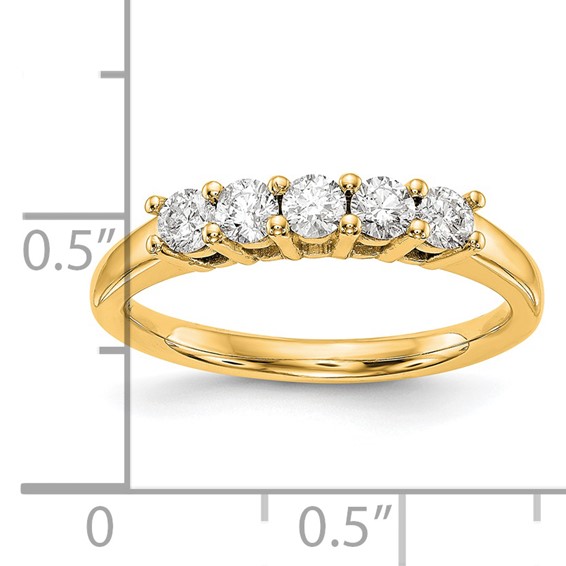 14K Yellow Gold 5-Stone Shared Prong (Holds 5-3.8mm Round) Diamond Band Mounting