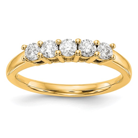 14K Yellow Gold 5-Stone Shared Prong (Holds 5-3.8mm Round) Diamond Band Mounting