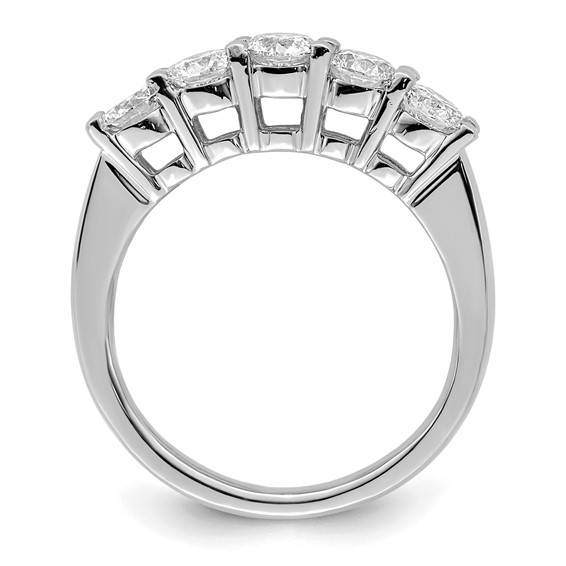 14K White Gold 5-Stone Shared Prong (Holds 5-4.1mm Round) Diamond Band Mounting