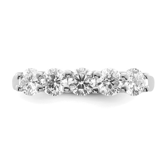 14K White Gold 5-Stone Shared Prong (Holds 5-4.1mm Round) Diamond Band Mounting
