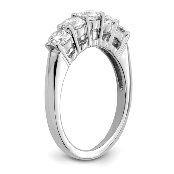 14K White Gold 5-Stone Shared Prong (Holds 5-4.1mm Round) Diamond Band Mounting