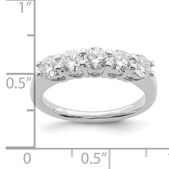 14K White Gold 5-Stone Shared Prong (Holds 5-4.1mm Round) Diamond Band Mounting