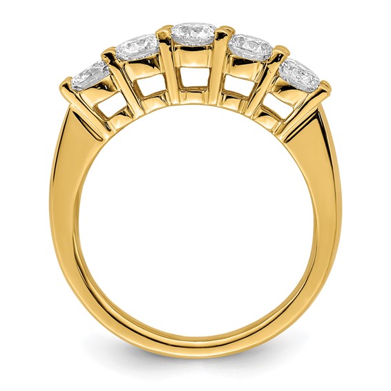 14K Yellow Gold 5-Stone Shared Prong (Holds 5-4.1mm Round) Diamond Band Mounting