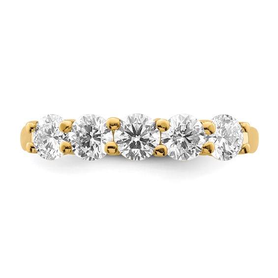 14K Yellow Gold 5-Stone Shared Prong (Holds 5-4.1mm Round) Diamond Band Mounting