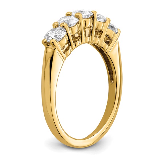 14K Yellow Gold 5-Stone Shared Prong (Holds 5-4.1mm Round) Diamond Band Mounting