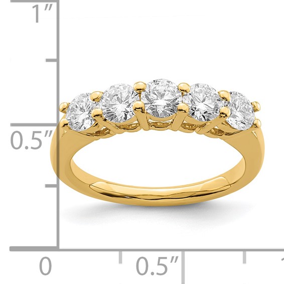 14K Yellow Gold 5-Stone Shared Prong (Holds 5-4.1mm Round) Diamond Band Mounting