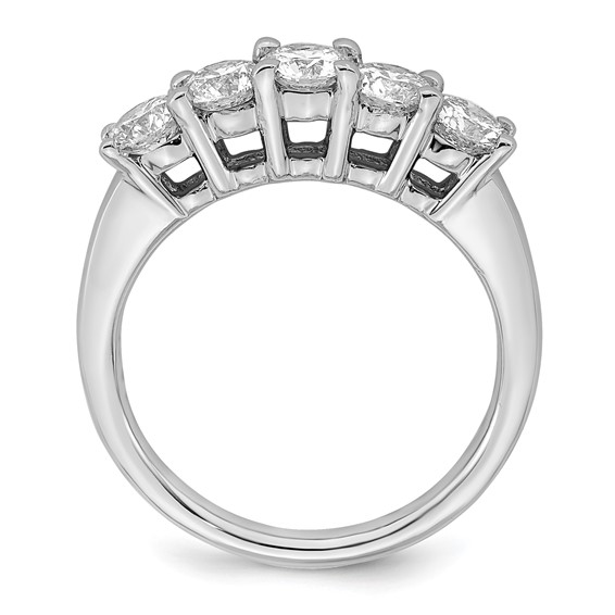 14K White Gold 5-Stone Shared Prong (Holds 5-4.3mm Round) Diamond Band Mounting