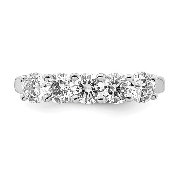 14K White Gold 5-Stone Shared Prong (Holds 5-4.3mm Round) Diamond Band Mounting