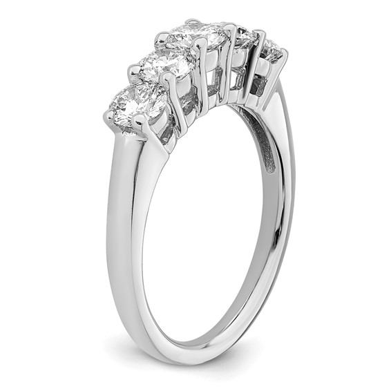 14K White Gold 5-Stone Shared Prong (Holds 5-4.3mm Round) Diamond Band Mounting