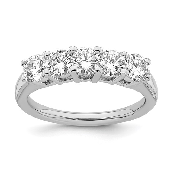 14K White Gold 5-Stone Shared Prong (Holds 5-4.3mm Round) Diamond Band Mounting