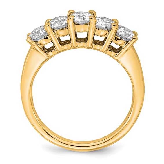 14K Yellow Gold 5-Stone Shared Prong (Holds 5-4.3mm Round) Diamond Band Mounting
