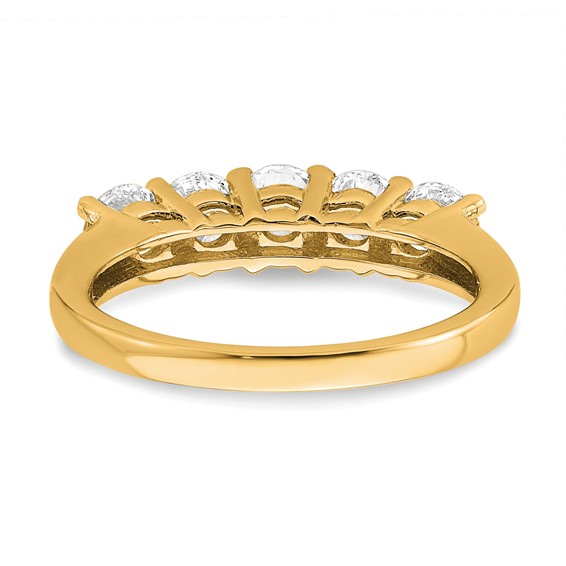 14K Yellow Gold 5-Stone Shared Prong (Holds 5-4.3mm Round) Diamond Band Mounting