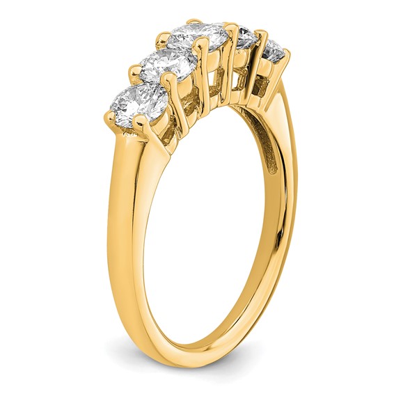14K Yellow Gold 5-Stone Shared Prong (Holds 5-4.3mm Round) Diamond Band Mounting