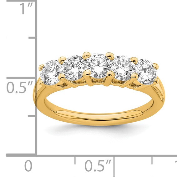 14K Yellow Gold 5-Stone Shared Prong (Holds 5-4.3mm Round) Diamond Band Mounting