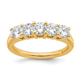 14K Yellow Gold 5-Stone Shared Prong (Holds 5-4.3mm Round) Diamond Band Mounting