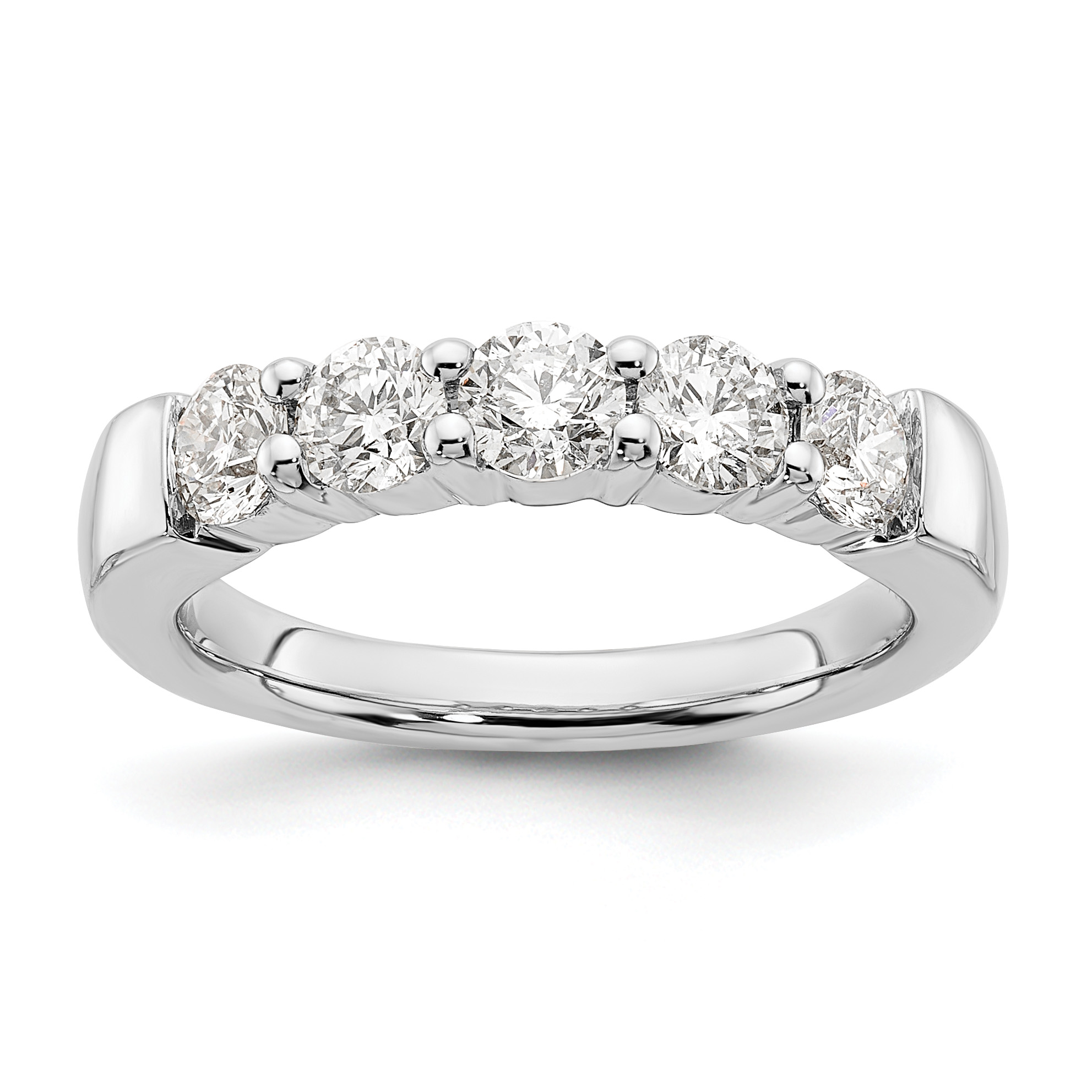 14k White Gold 1 carat Lab Grown Diamond VS/SI+ G+ Five Stone Complete Fashion Band (RM3175B-110-WLG)