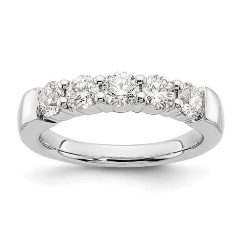 14K Yellow Gold 1 Carat Lab Grown Diamond VS SI+ G+ Five Stone Complete Fashion Band