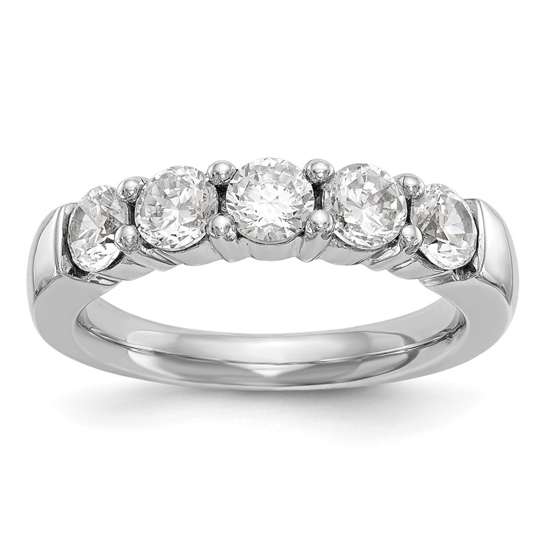 14k White Gold 1 carat Lab Grown Diamond VS/SI+ G+ Five Stone Complete Fashion Band