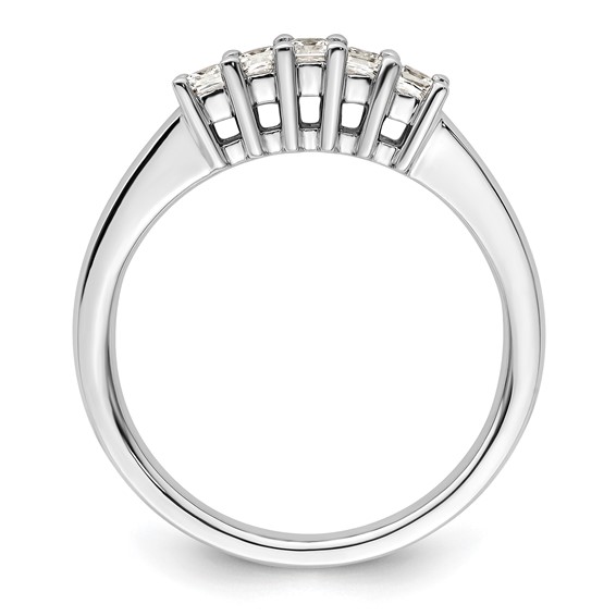 14K White Gold 5-Stone Shared Prong (Holds 5-2.2mm Princess) Diamond Band Mounting