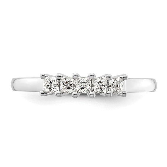 14K White Gold 5-Stone Shared Prong (Holds 5-2.2mm Princess) Diamond Band Mounting