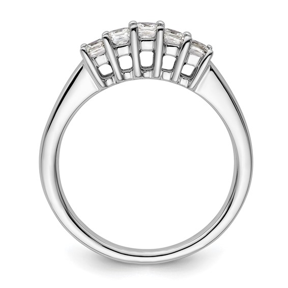 14K White Gold 5-Stone Shared Prong (Holds 5-2.5mm Princess) Diamond Band Mounting