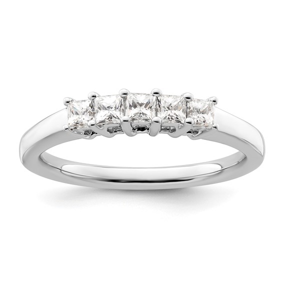 14K White Gold 5-Stone Shared Prong (Holds 5-2.5mm Princess) Diamond Band Mounting
