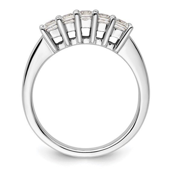 14K White Gold 5-Stone Shared Prong (Holds 5-2.8mm Princess) Diamond Band Mounting
