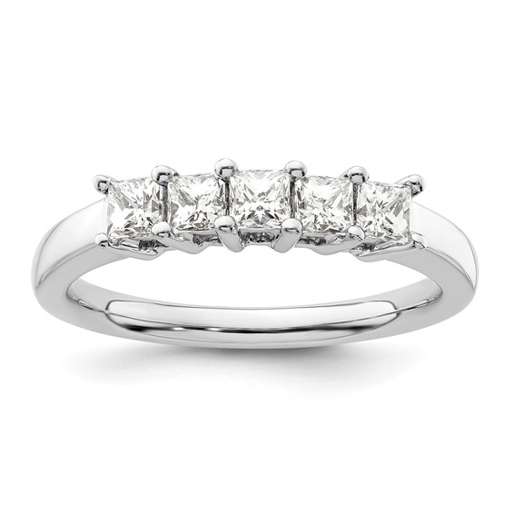 14K White Gold 5-Stone Shared Prong (Holds 5-2.8mm Princess) Diamond Band Mounting