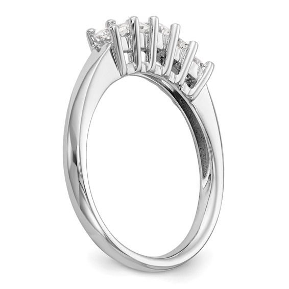 14K White Gold 5-Stone Shared Prong (Holds 5-3.2mm Princess) Diamond Band Mounting