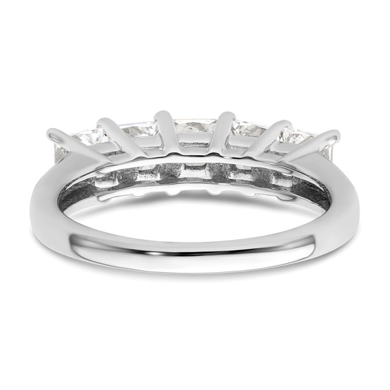 14K White Gold 5-Stone Shared Prong (Holds 5-3.8mm Princess) Diamond Band Mounting