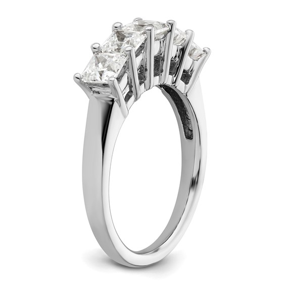 14K White Gold 5-Stone Shared Prong (Holds 5-3.8mm Princess) Diamond Band Mounting