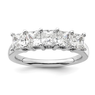 14K White Gold 5-Stone Shared Prong (Holds 5-3.8mm Princess) Diamond Band Mounting