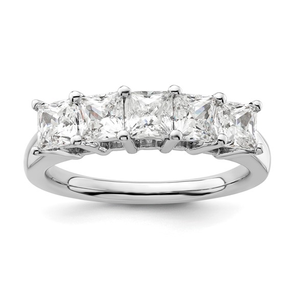 14K White Gold 5-Stone Shared Prong (Holds 5-3.8mm Princess) Diamond Band Mounting