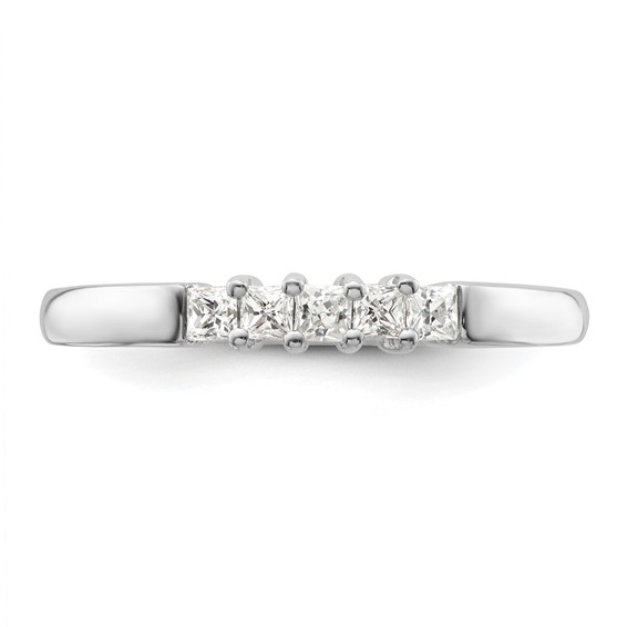14K White Gold 5-Stone Shared Prong (Holds 5-2.0mm Princess) Diamond Band Mounting