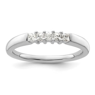 14K White Gold 5-Stone Shared Prong (Holds 5-2.0mm Princess) Diamond Band Mounting